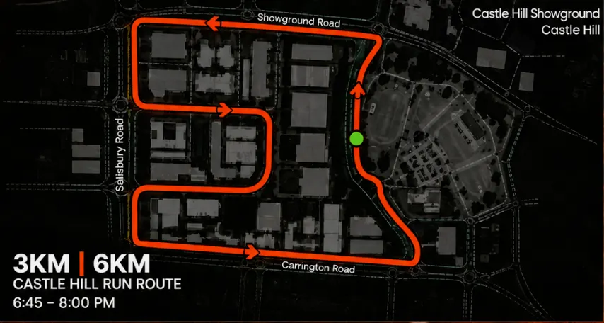 Route map for Tuesday Night Run