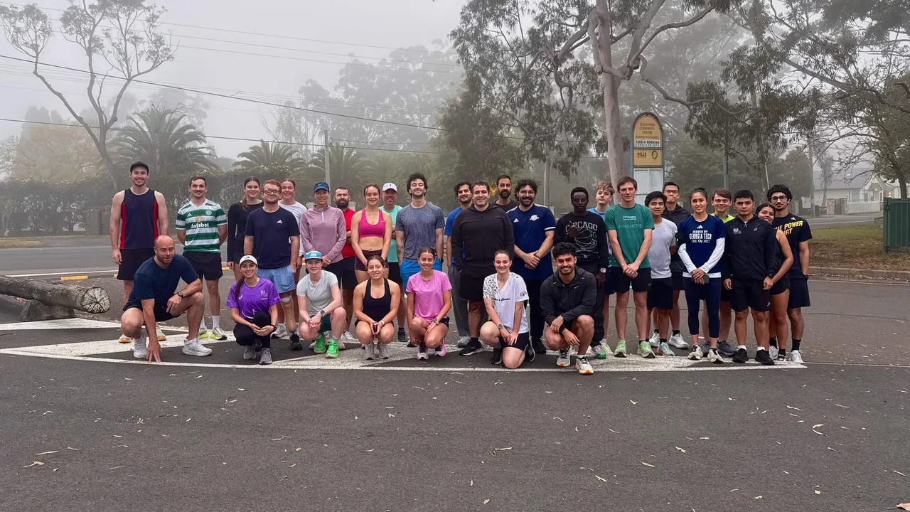 Runners and walkers gathered at Glenhaven Oval in the early morning mist before the Thursday Morning Run